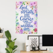 Serenity Prayer Floral Poetry Poster (Thuiskantoor)