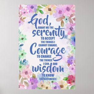 Serenity Prayer Floral Poetry Poster