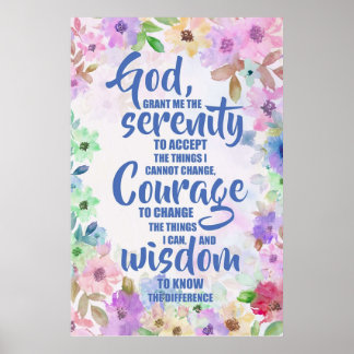 Serenity Prayer Floral Poetry Poster