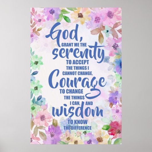 Serenity Prayer Floral Poetry Poster (Voorkant)