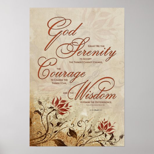 Serenity Prayer Floral Poster (Voorkant)
