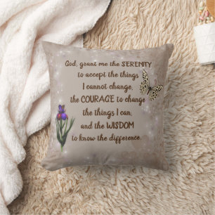 Serenity Prayer Flower Butterfly Inspirerend Kussen