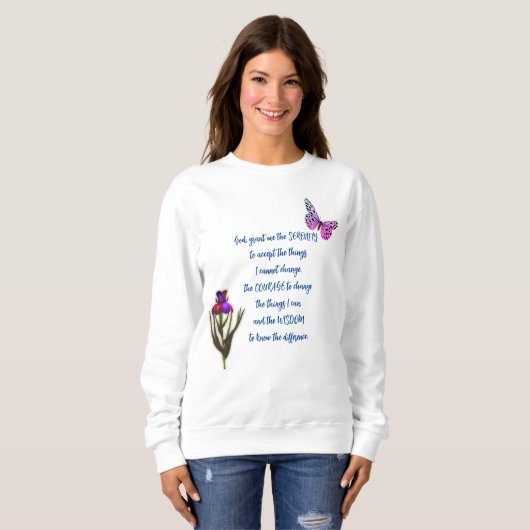 Serenity Prayer Flower Butterfly Inspirerend Trui (Voorkant volledig)