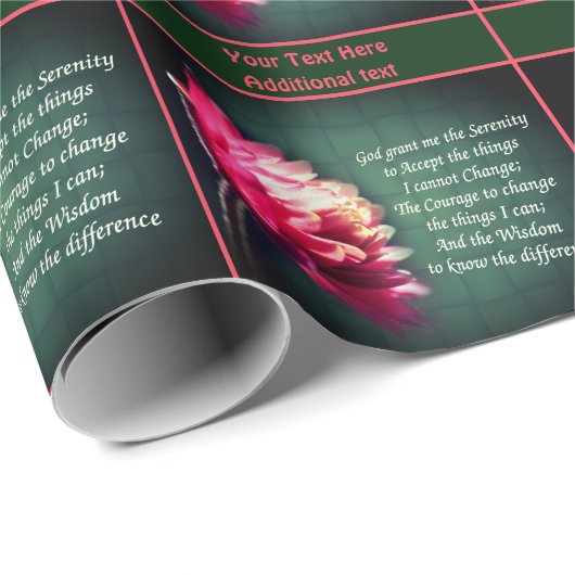 Serenity Prayer Flower Inspirerend gepersonaliseer Cadeaupapier (Rol Hoek)