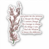 Serenity Prayer Flowers Inspirerend Sticker (Voorkant)