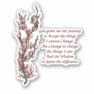 Serenity Prayer Flowers Inspirerend Sticker