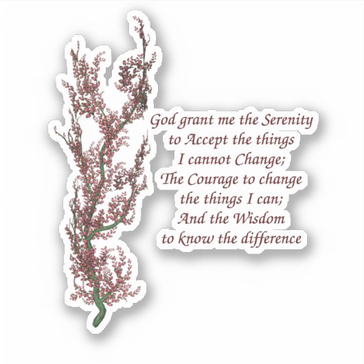 Serenity Prayer Flowers Inspirerend Sticker (Voorkant)