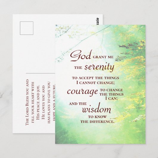 Serenity Prayer, Forest Briefkaart (Voorkant / Achterkant)