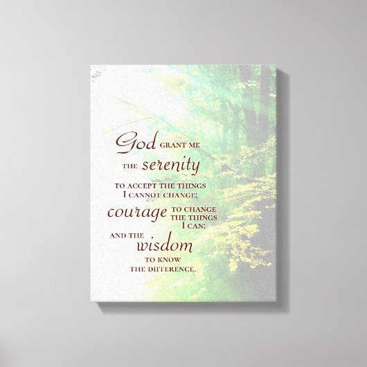 Serenity Prayer, Forest Canvas Afdruk (Voorkant)