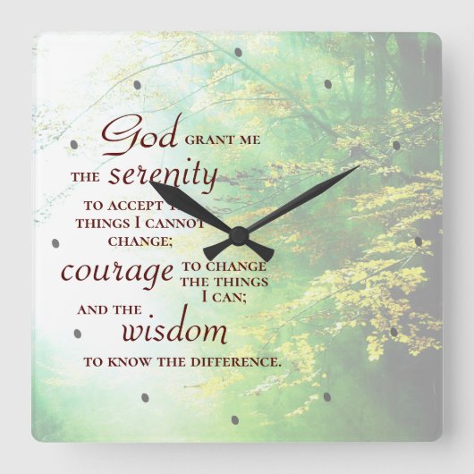 Serenity Prayer, Forest Vierkante Klok (Voorkant)