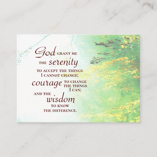 Serenity Prayer, Forest Visitekaartje (Voorkant)