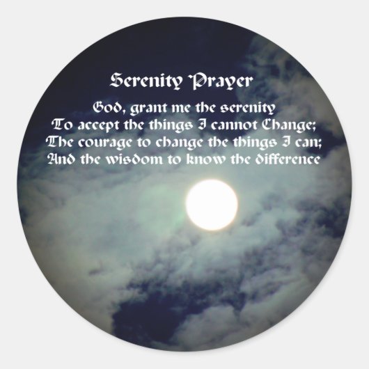 Serenity Prayer Full Moon Inspirerend Ronde Sticker (Voorkant)