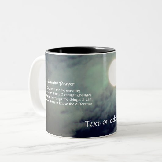 Serenity Prayer Full Moon Inspirerend Tweekleurige Koffiemok (Voorkant links)