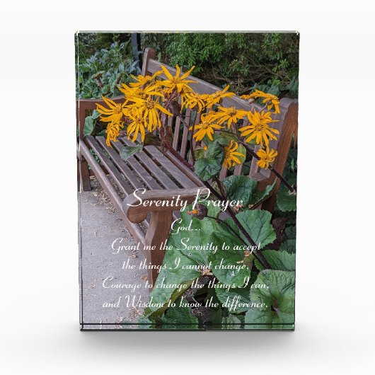 Serenity Prayer Garden Bench Floral Fotoblokken (Voorkant)
