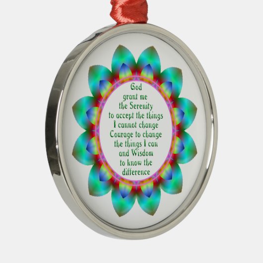 Serenity Prayer, gecentreerd in 12 petale ontwerpb Metalen Ornament (Rechts)