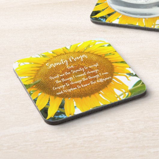 Serenity Prayer Geel Zonnebloem Bloemen Bier Onderzetter (Linkerzijde)