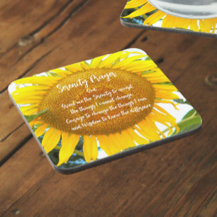 Serenity Prayer Geel Zonnebloem Bloemen Bier Onderzetter