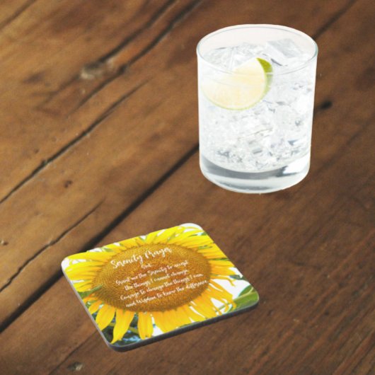 Serenity Prayer Geel Zonnebloem Bloemen Bier Onderzetter