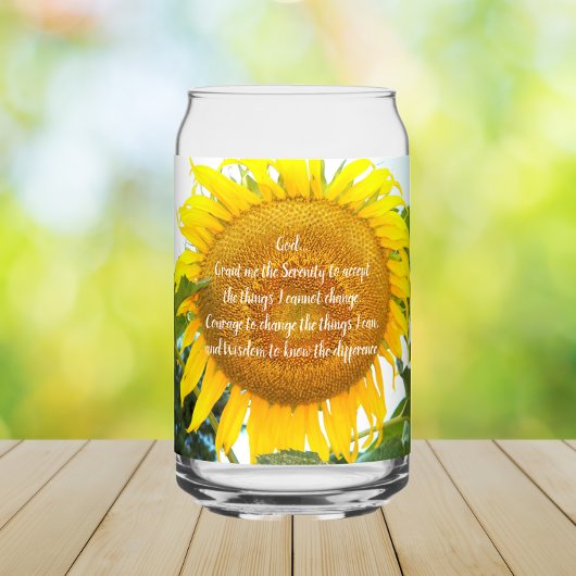 Serenity Prayer Geel Zonnebloem Bloemen Blikvorm Glas