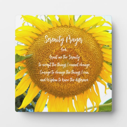 Serenity Prayer Geel Zonnebloem Bloemen Fotoplaat (Voorkant)