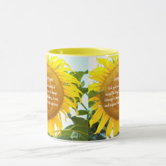 Serenity Prayer Geel Zonnebloem Bloemen Mok (Midden)