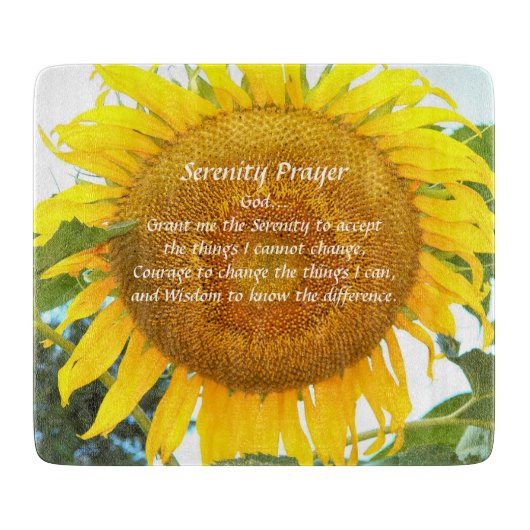 Serenity Prayer Geel Zonnebloem Bloemen Snijplank (Voorkant)