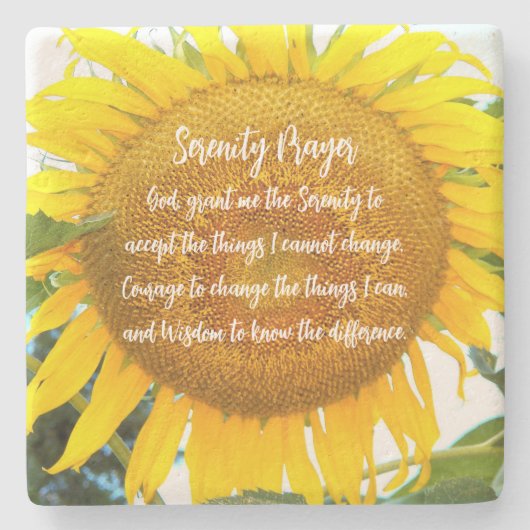 Serenity Prayer Geel Zonnebloem Bloemen Stenen Onderzetter (Voorkant)