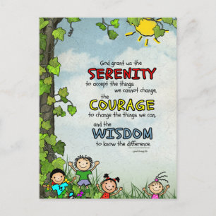 Serenity Prayer: Gelukkige kinderen, kracht/herste Briefkaart