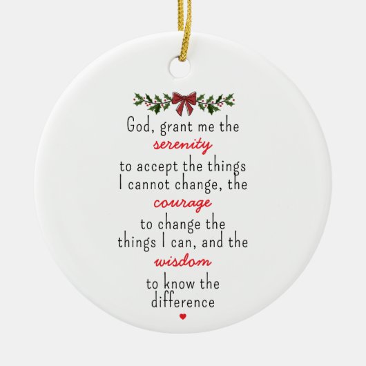 Serenity Prayer Gepersonaliseerde Kerst Keramisch Ornament (Voorkant)