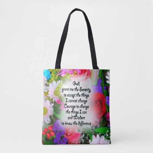 Serenity Prayer, geschreven in Center of Bouquet Tote Bag (Voorkant)