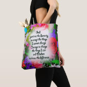 Serenity Prayer, geschreven in Center of Bouquet Tote Bag (Dichtbij)