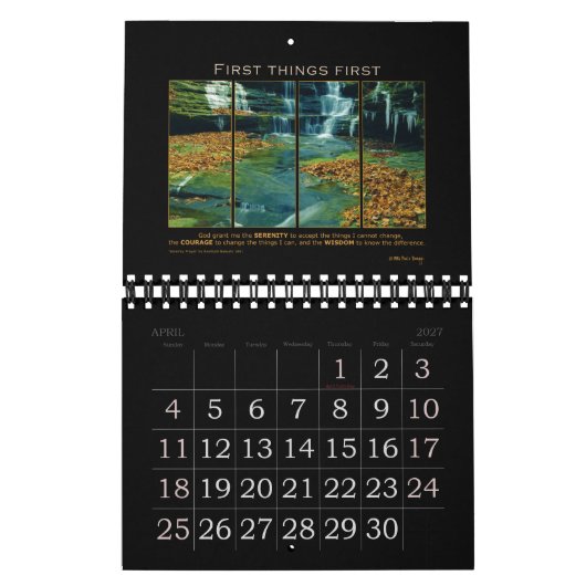 Serenity Prayer God Grant Quote Slogan Recovery Kalender (Apr 2027)