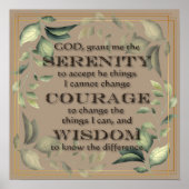 Serenity Prayer Green laat Gold Lijst over Poster (Voorkant)