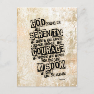 Serenity Prayer: Grunge Black & Tan, Herstel Briefkaart