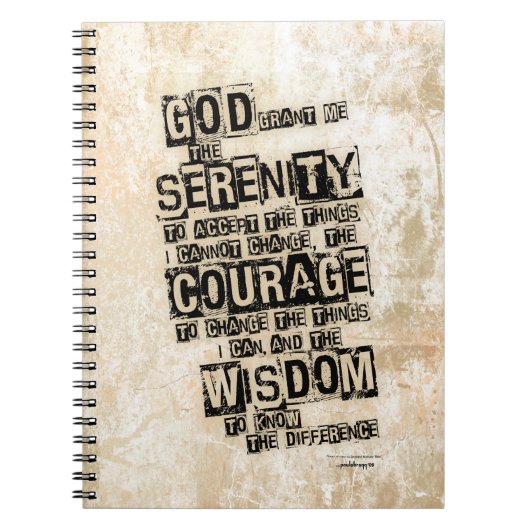 Serenity Prayer: Grunge Black & Tan, herstel Notitieboek (Voorkant)