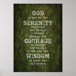 Serenity Prayer: Grunge, Camouflage, Recovery Poster