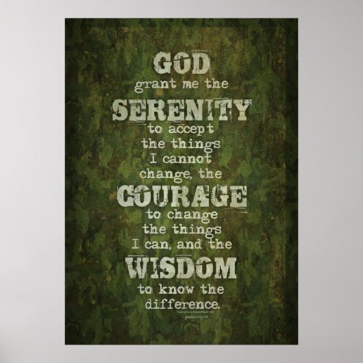 Serenity Prayer: Grunge, Camouflage, Recovery Poster (Voorkant)