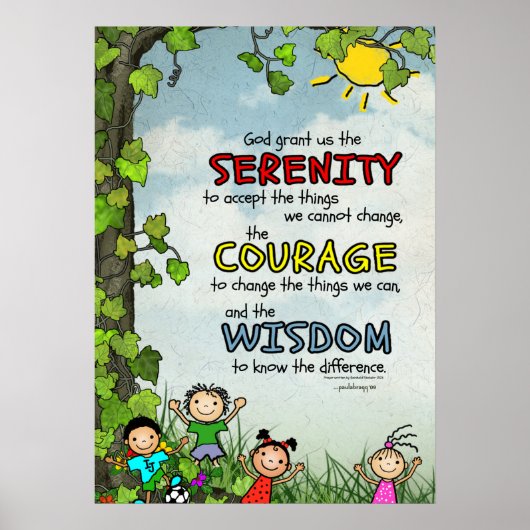 Serenity Prayer: Happy Children, Sterkte/Herstel Poster (Voorkant)