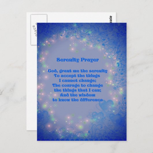 Serenity Prayer Hearts Inspirerend Briefkaart (Voorkant / Achterkant)