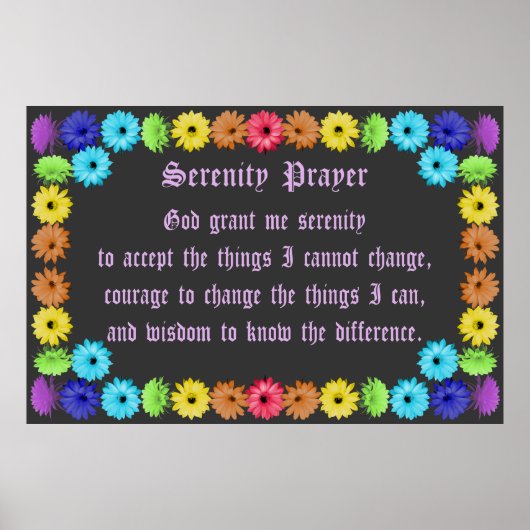 Serenity Prayer in a Rainbow Flowerl Border Poster (Voorkant)
