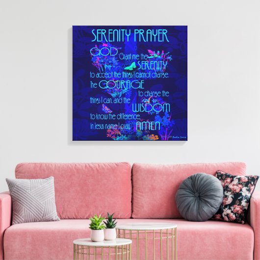 Serenity Prayer in Blue Canvas Afdruk (Insitu (Woonkamer))