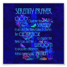 Serenity Prayer in Blue Foto Afdruk