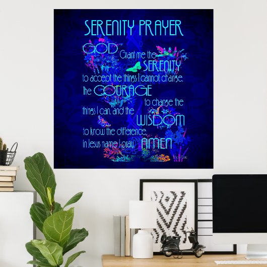 Serenity Prayer in Blue Poster (Thuiskantoor)