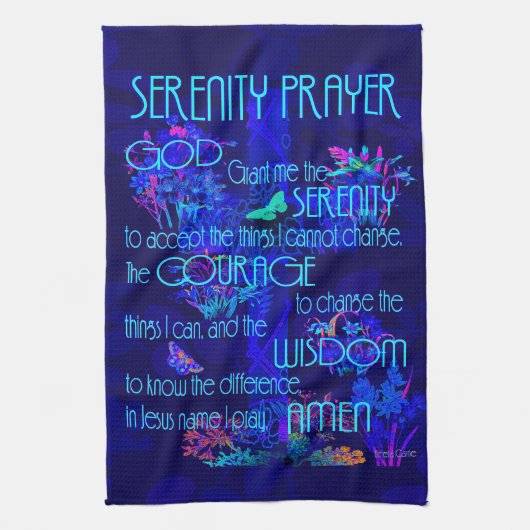 Serenity Prayer in Blue Theedoek (Verticaal)
