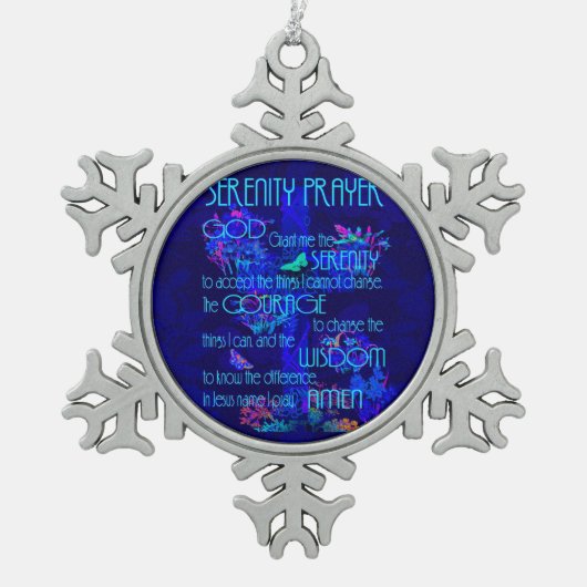 Serenity Prayer in Blue Tin Sneeuwvlok Ornament (Voorkant)
