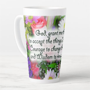 Serenity Prayer in Bouquet Design Latte Mok