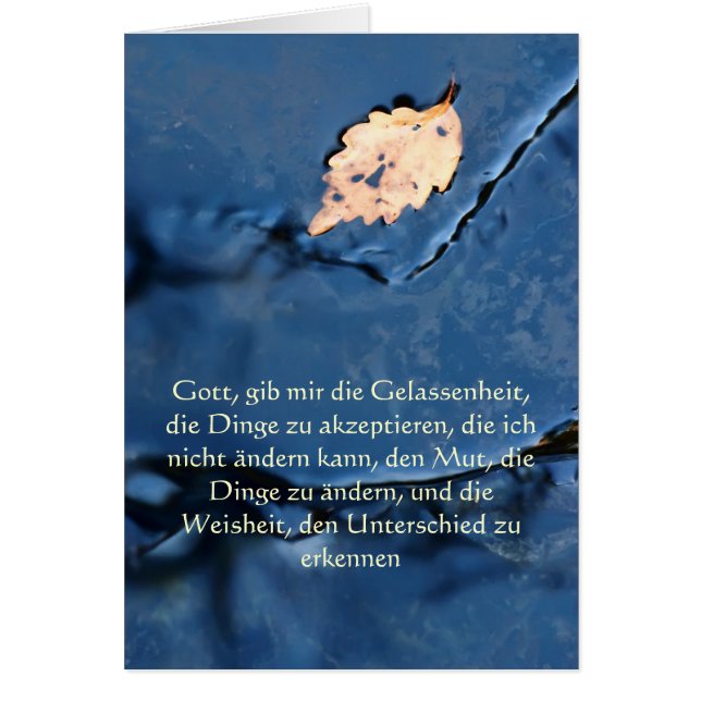 Serenity Prayer in het Duits, Peaceful Waters Card (Voorkant)