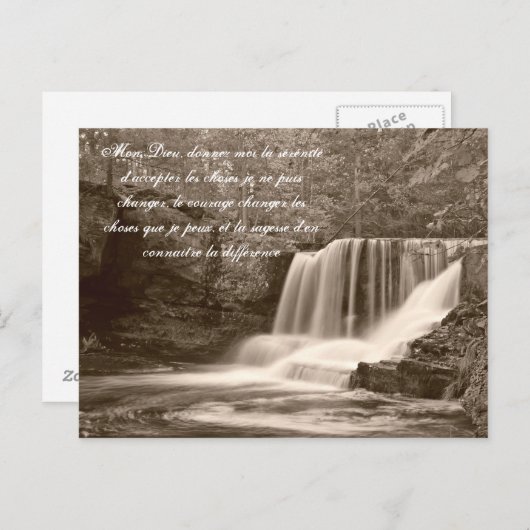 Serenity Prayer in het Franse Waterval Briefkaart (Voorkant / Achterkant)