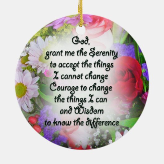 Serenity Prayer Inspiration in Bouquet Design Meta Keramisch Ornament (Achterkant)