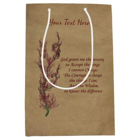 Serenity Prayer Inspirerend Floral Medium Cadeauzakje (Voorkant)